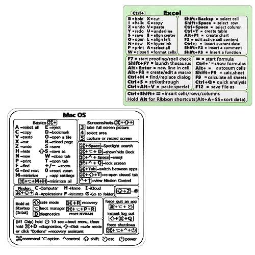 Image of 2pcs Mac Shortcut Sticker, Mac OS Excel Shortcuts Sticker Keyboard Shortcut Sticker Windows Adhesive Shortcut Decal Vinyl Compatible with MacBook 13-16 inch