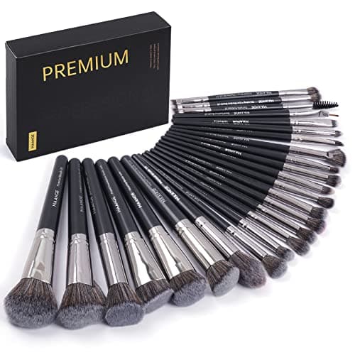 Image of Make up Brush Set 25Pcs Professional Makeup Brushes Foundation Blush Angle Eyeliner Blending Concealers Eyeshadow Brush Premium Synthetic Makeup Brush Set with Gift Box