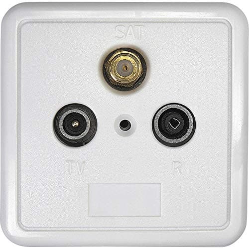 Image of Axing SSD 2-10 wall socket pass-through outlet for Satellite and terrestrial with Cover plate and installation Frame