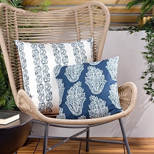 Image of Paoletti Kalindi Paisley Outdoor Polyester Filled Cushion - Twin Pack
