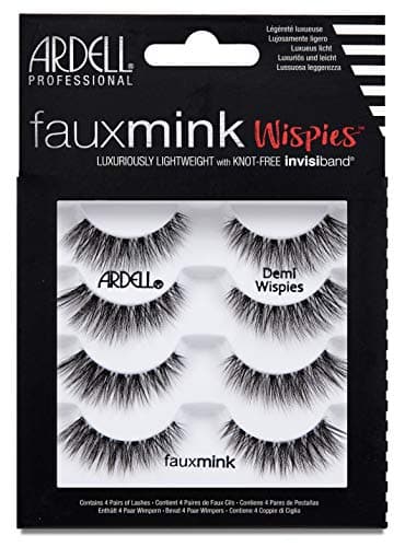 Image of ARDELL False Eyelashes Faux Mink Demi Wispies 4 Pairs Multipack Black Medium Volume Long Length Invisiband Lightweight Silky Soft Faux Mink Eyelashes Vegan-Friendly Cruelty-Free