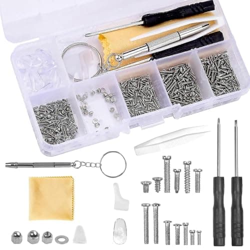 Image of 500 PCS Eyeglass Repair Kit – Glasses Repair Tool Set with Screws, Nose Pads, Screwdrivers & Tweezers – Universal Optical Repair Kit for Sunglasses, Spectacles & Watches – Fix Loose Screws & Frames Ea