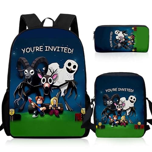 Image of Heartsking 99-night School Backpack Set 3-Piece Set with Waterproof School Bag Crossbody Bag and Pencil Case Suitable as a Learning Camping Travel and Birthday Gift for Boys Girls Teenager