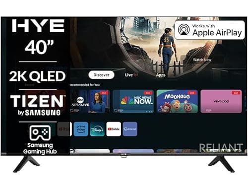 Image of HYE TV - Smart TV, 40" Screen Size, 2K Resolution, QLED Technology, Apple AirPlay, Samsung Tizen OS & Gaming Hub, Versatile Connectivity, Black, Perfect For Streaming, Gaming & Entertainment