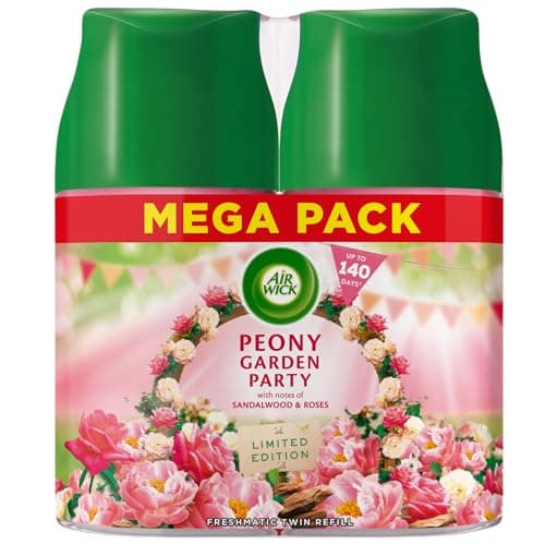 Image of Air Wick Automatic Air Freshener Freshmatic Spray Refills| Odour Neutraliser, Bathroom and Room Air Freshener|Fragrance : Peony Garden Party|2 x 250ml Refills|Lasts Upto 140 days (70 Days per refill)