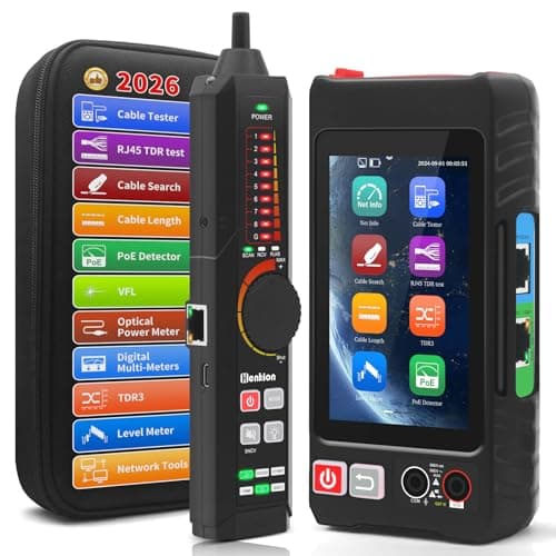 Image of Henkion Multifunction RJ45 Network Cable Tester, 4" IPS Touch Screen UTP Ethernet Cable Tracer, with Network Tools, TDR,DMM,OPM,POE++ Detect, Level Meter, RJ45 TDR, Cable Length, NCV, FTP, LT-600T