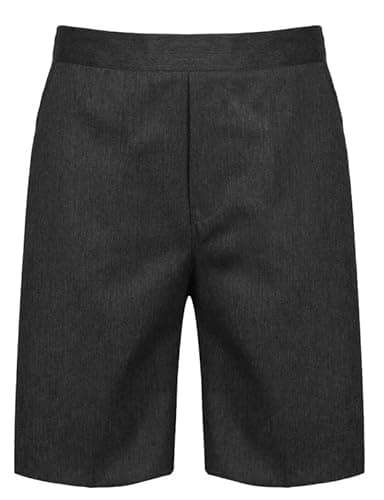 Image of L S U Boys Pull-UP School Shorts Uniform Half Elasticated Waist ~NO Zip/Clip~ 2-16 Years (Grey, 6-7 Years)