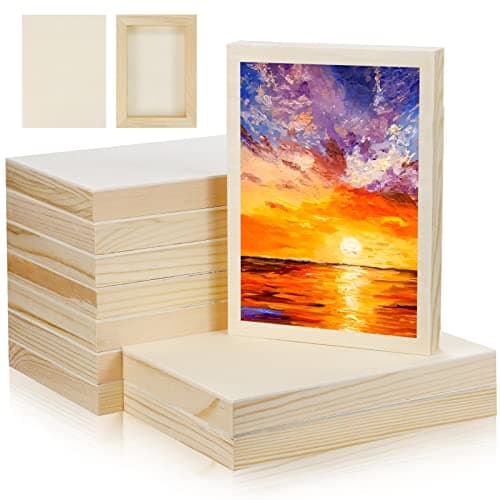 Image of Bercoor 10 Pcs 5x7 Wood Panel Boards, Unfinished Wood Canvas Wooden for Painting, Arts, Pouring Use with Oils, Acrylics