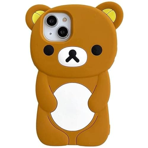 Image of Ultra Thick Soft Silicone Bear Case for Apple iPhone 7 8 6 6S Plus 5.5 Brown Color Teddy Animal 3D Cartoon Japanese Cute Lovely Adorable Kawaii Kids Girls Women