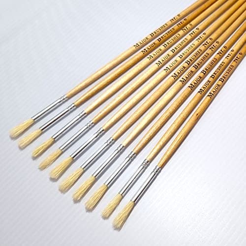 Image of Major Brushes Hog Bristle Long Round Brushes Size 6 - Pack of 10