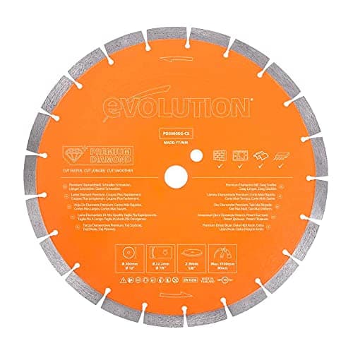 Image of Evolution Power Tools PD300SEG-CS Premium Multi Material Diamond Blade For Disc Cutters - Longer Blade Life - Ideal for Cutting Brick, Roof Tile, Paving, Reinforced Concrete and More, 300mm
