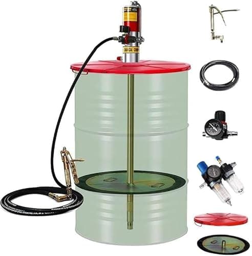 Image of MANYOUYOU Heavy Duty Pneumatic Grease Pump for 55 Gallon Drums Grease Gun with 50:1 Pressure Ratio Pneumatic Grease Filler Pump 0.85l/Min Discharge for Industrial Use