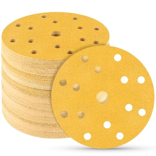 Image of STEBRUAM 50pcs 150mm Sanding Discs,100 Grit 6 inch 15 Holes Hook and Loop Sanding Pads for Random Orbital Sander Pads and All Oscillating Tools