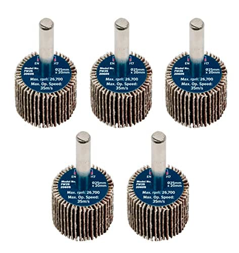 Image of Sealey Ø25 x 20mm Abrasive Flap Wheel Ø6mm Shaft 60Grit - Pack of 5 FW2520605