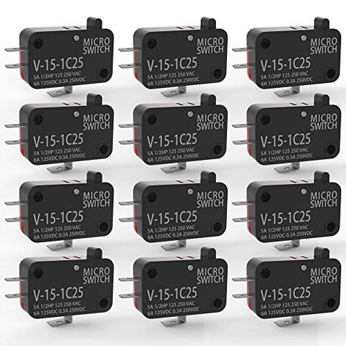 Image of Gebildet 12pcs 125V/250V 15A Momentary Micro Switch for Microwave Oven Door Arcade Cherry Push Button, SPDT 1 NO 1 NC Limit Switch V-15-1C25, Snap Action