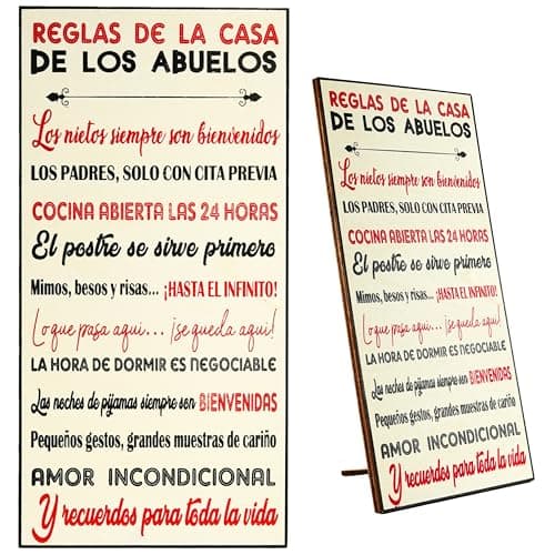 Image of Zinello Design Wall Decoration "Rules of the House of Grandparents" – Wooden Frame 30 x 15 cm to Hang or Stand – Decorative Pictures Home Living Room Gift Grandparents Endearing Gift