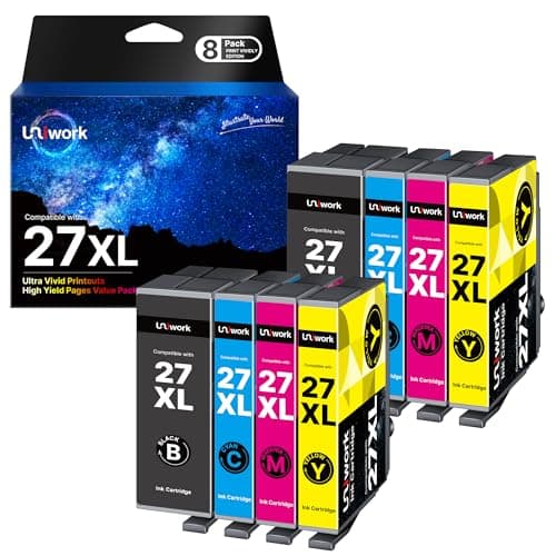 Image of Uniwork 27XL Multipack Printer Cartridges Compatible for Epson 27 XL Workforce WF-3620 WF-3640 WF-7110 WF-7210 WF-7610 WF-7620 WF-7710 WF-7715 WF-7720 (8-pack), packaging may vary