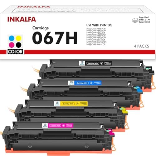 Image of 067H 067 Toner Compatible Toner Cartridge Replacement for Canon 067H 067 for Canon i-SENSYS MF655CDW MF657CDW LBP631CW LBP633CDW MF651CW (Black Cyan Yellow Magenta, 4 Pack)