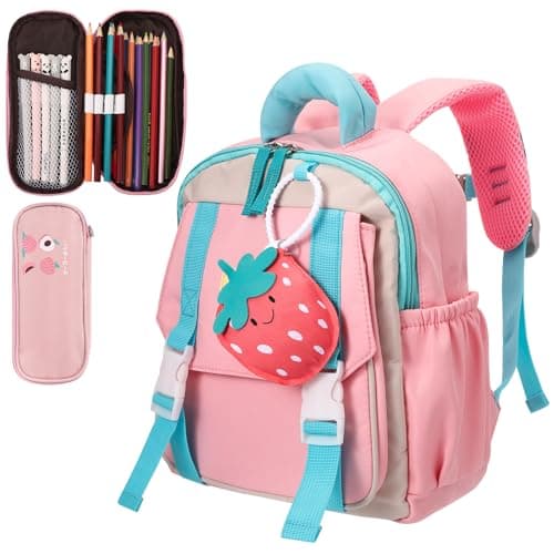 Image of 1 Pack Mini Toddler Backpack for Girl, Personalised Pink Toddler School Rucksack with Pencil Case, Preschool Kindergarten Elementary Backpack Children's School Rucksack for Preschool Travel(Pink)