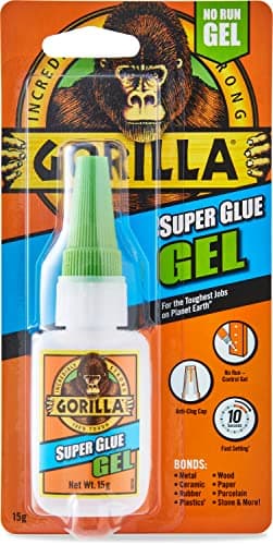 Image of Gorilla Super Glue Gel, 15g – All Purpose, Fast Setting, No-Run Formula with Anti-Clog Cap | Ideal for Metal, Ceramics, Leather & More