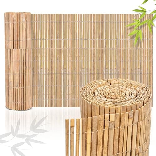 Image of Natural Garden Screening - Outdoor Privacy Slat Bamboo Fence Screening - Suitable Choice for Bamboo Screening Provide an Instant Solution for Wind and Sun Protection, Garden Privacy Screen (1m x 4m)