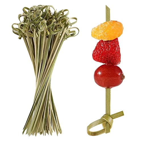 Image of 100Pcs Bamboo Cocktail Picks Toothpicks for Appetizers Natural Bamboo Knot Skewers Mini Food Sticks for Drinks Canapes Appetizers Party Supplies (12cm/4.7inch)