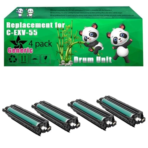 Image of Replacement C-EXV-55 Drum Unit Compatible for Canon IR Advance C256i DX C257 DX C357i C356i DX C257i DX C357P C356P DX C357 Printers, Up to 45000 Pages, Vivid Colors, Contains Chip (4 Pack Black)