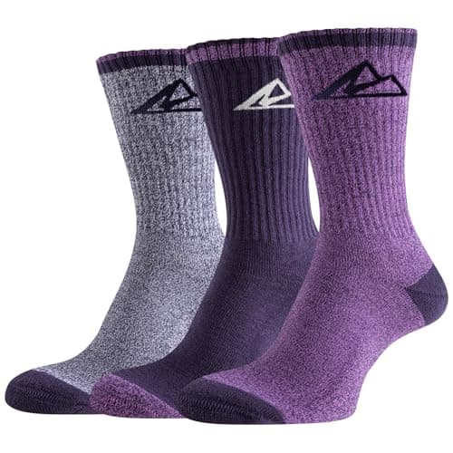 Image of Effeet Hiking Socks Women, Anti Blister Ladies Walking Socks, Crew Light Outdoor Sports Socks, Multi Performance Womens Boot Socks, Breathable Cotton Trekking Running Socks 3 Pairs, Multicolor 3-5
