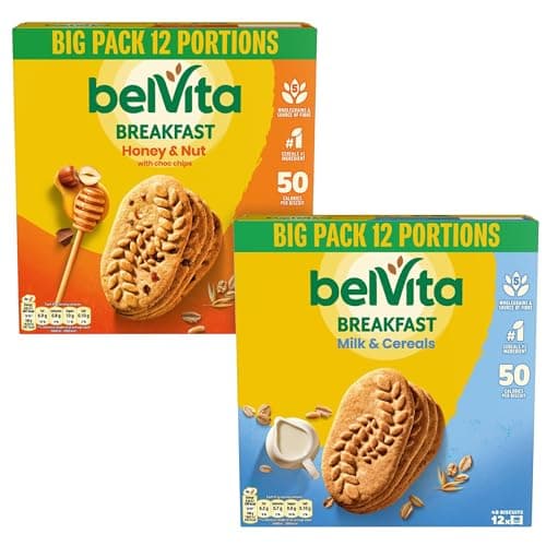 Image of Belvita Breakfast Bundle, Includes 12 Honey & Nut with Choc Chips Biscuits & 12 Milk & Cereals Biscuits