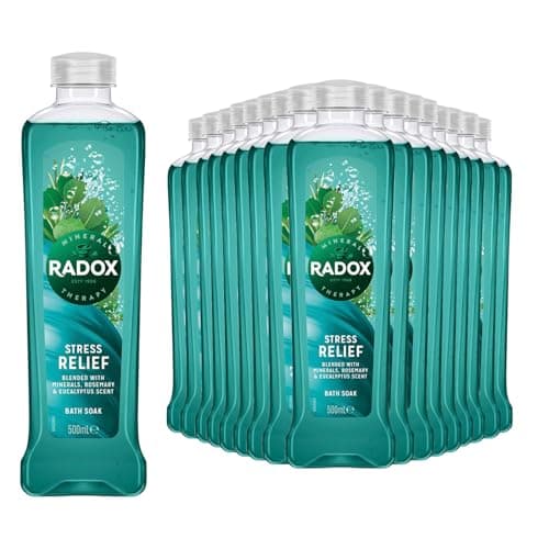 Image of Radox Mineral Therapy Bath Soak, Infused Minerals & Herbs, 100% Nature Inspired Fragrances Designed to Make You Feel Heavenly, 500ml Bulk Buy (Pack of 18, Rosemary & Eucalyptus)