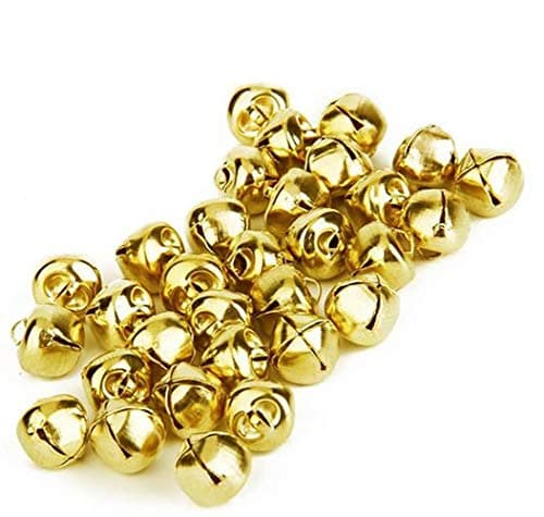 Image of YIGO 50pcs 25mm(1 inch) Iron Loose Beads Small Jingle Bells Christmas Decoration Pendants DIY Crafts Handmade Accessories (25MM(1 inch), Gold)