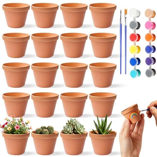 Image of Celepoir 5.5 cm Mini Plant Pots, 20 Pcs Small Terracotta Plant Pots with Paints & Pincel, Mini Terracotta Pots with Drainage Holes, Small Plants Pot Multipack for Xmas Cactus DIY Gifts Party Decor