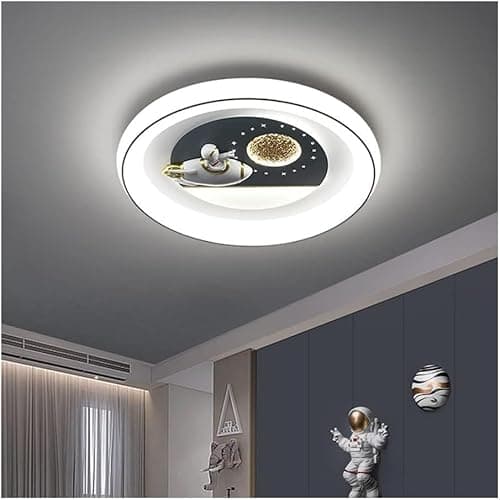 Image of Ceiling Lights - Modern Simple LED Ceiling Luminaire,Kids Room Chandelier for Eye Protection,Dimmable Boy's Bedroom Astronaut Rocket Cartoon Living Lamps.