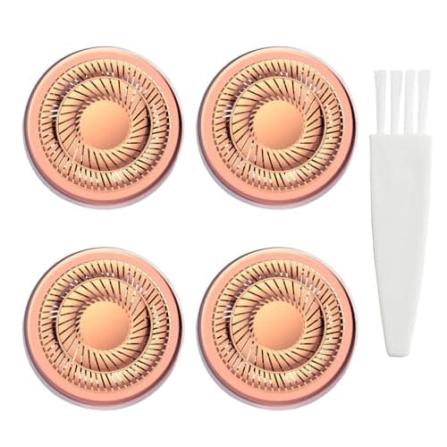 Image of Hair Remover Replacement Heads for Gen 2 Finishing Touch Flawless Facial Hair Remover, Double-Ring Smooth Removable Heads with Cleaning Brush for Women Lip Chin and Cheeks Cleaning, 4 Count Rose Gold