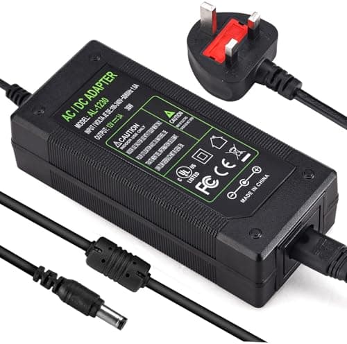Image of TOBWOLF DC 36W 12V 3A Power Supply Adapter, 9.8FT Power Cord, AC 100-240V to DC 12 Volt 3 Amp Switching Power Transformer for Camera, Wireless Router, 5.5x2.5mm & 5.5x2.1mm DC Plug