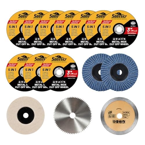 Image of Sbestily 76mm Cutting Discs, 15 PCS Angle Grinder Discs Cutting Disc for 10mm Bore Grinder with Circular Saws Blades for Cutting Metal Stone Wood Plastic Grinding