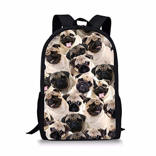 Image of Coloranimal Cute 3D Pet Dog Pug Printing Backpack Kids Girls School Bookbags
