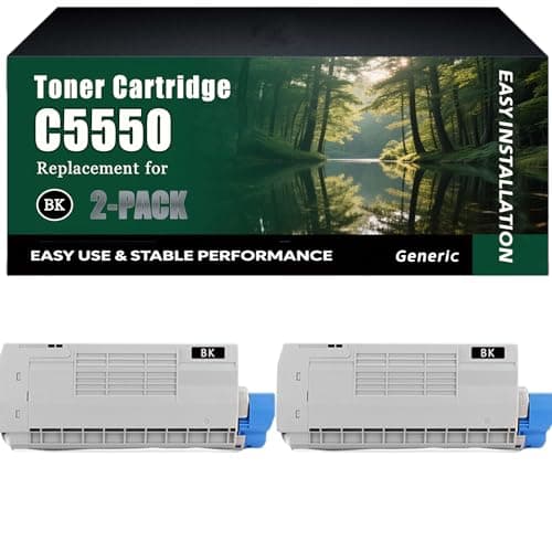 Image of C5550 Toner Cartridge Work for Okidata OKI C5550 C5800 C5900 Printers, High-Capacity 6000 Pages, Clear lines (2 Pack Black)
