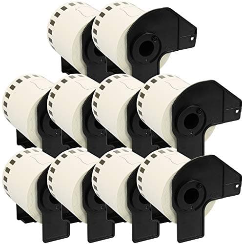 Image of 10 Compatible Rolls DK-22251 62mm x 15.24m Continuous Red and Black On White Standard Address Labels Compatible with QL-800 QL-810W QL-820NWB