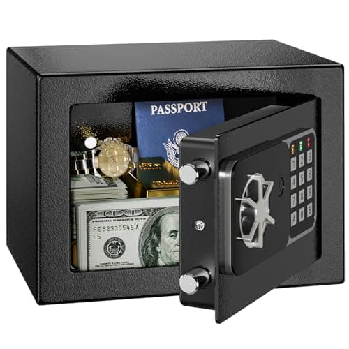 Image of KABISAFE 6.8L Digital Small Safe Box, Mini Safes for Home Electronic Security Home Office Money Cash Safe Box With 2 keys, Wall Safes - Black