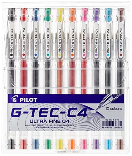 Image of Pilot G - Tec C4 Gel Microtip Rollerball 0.4 mm - Assorted, Pack of 10