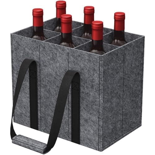 Image of Lifewit Wine Bottle Carrier Bag, Reusable Storage Bag Holder with Handles, Gift Bags for Liquor, Champagne, Beer, Drinks, Water, Dark Grey, 6 Bottles, 1 Pack