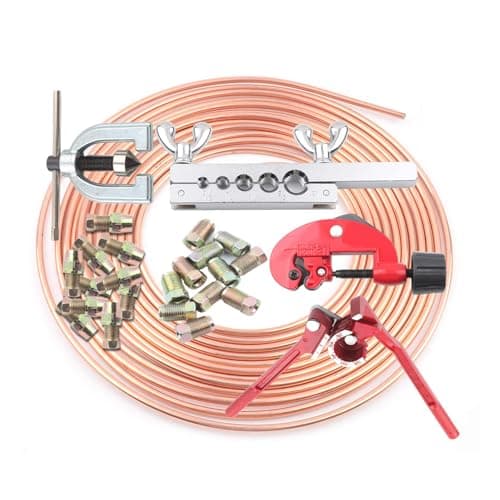 Image of YORKING Brake Pipe Repair Kit 3/16" Pipe Flaring Tool Kit 25FT Car Brake Line 10mm Replacement Cutter Bender Brake Line Repair Kit for Car Original Braking System