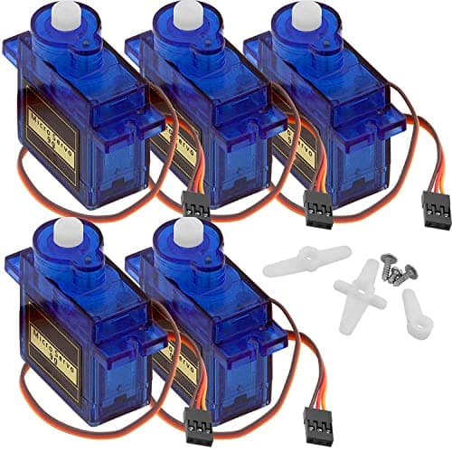 Image of AZDelivery 5 x Micro Servo Compatible with SG90 9g Toy Robot Helicopter Airplane Arm Boat Motor RC Remote Control 4.8V 6V compatible with Arduino including E-Book!