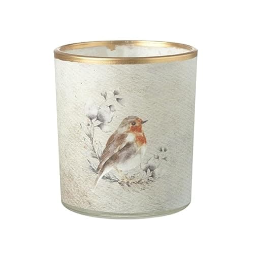 Image of Heaven Sends Robin Tealight Holder - Small 8cm x 7cm x 7cm - Christmas Decoration Robin Themed Décor Candle Holder T-Light Holder Autumnal Decoration Perfect for Home Kitchen Living Room Tabletop
