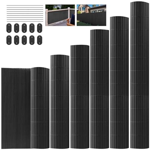 Image of INMOZATA PVC Privacy Fence Screening, Weatherproof Garden Screening 1.5m High x 5m Wide, Grey Privacy & Protective Screens for Garden, Balcony and Terrace with Fixed Accessories