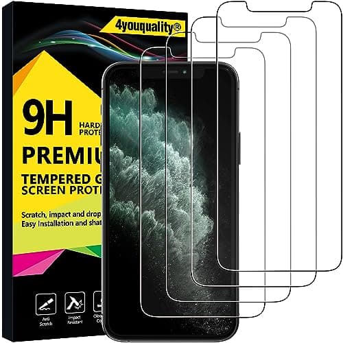 Image of 4youquality [4-Pack Screen Protector for iPhone 11 Pro Max and iPhone XS Max, Tempered Glass Film Screen Protector, [LifetimeSupport][Anti-Scratch][Anti-Shatter]