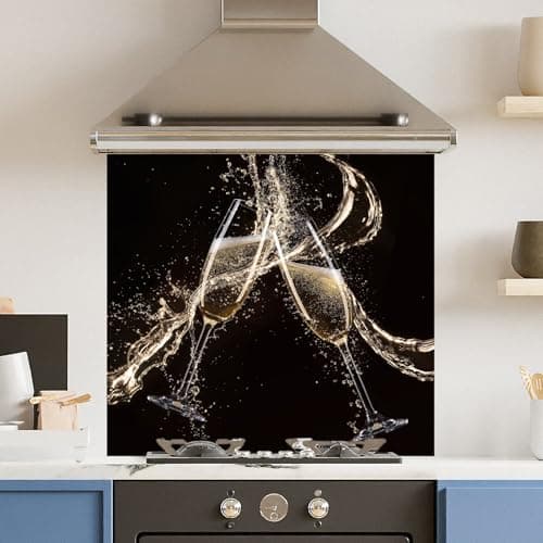 Image of Premium 65 x 60cm Champagne Flute 6mm Glass Toughened Kitchen Splashback