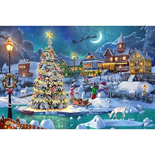 Image of Becko 1000 Piece Puzzle for Adults Wooden Jigsaw Puzzle Christmas Puzzle Gifts (Christmas Eve)