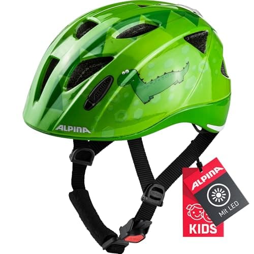 Image of ALPINA Unisex - Children, XIMO FLASH cycling helmet, green dino, 45-49 cm